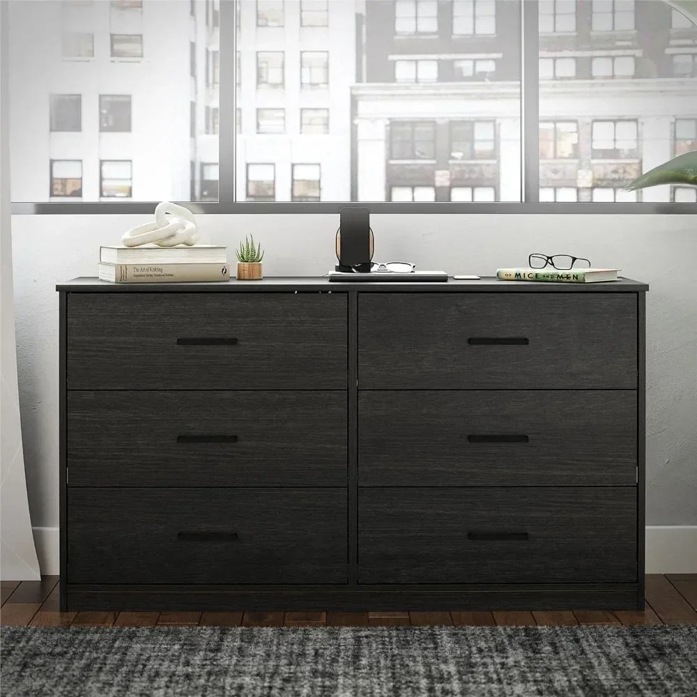 Makeup Vanity Desk With Light Mirror Black OakFreight Free Wooden Dressing Table Girl 6 Drawer Dresser Full Bedroom Furniture image 2