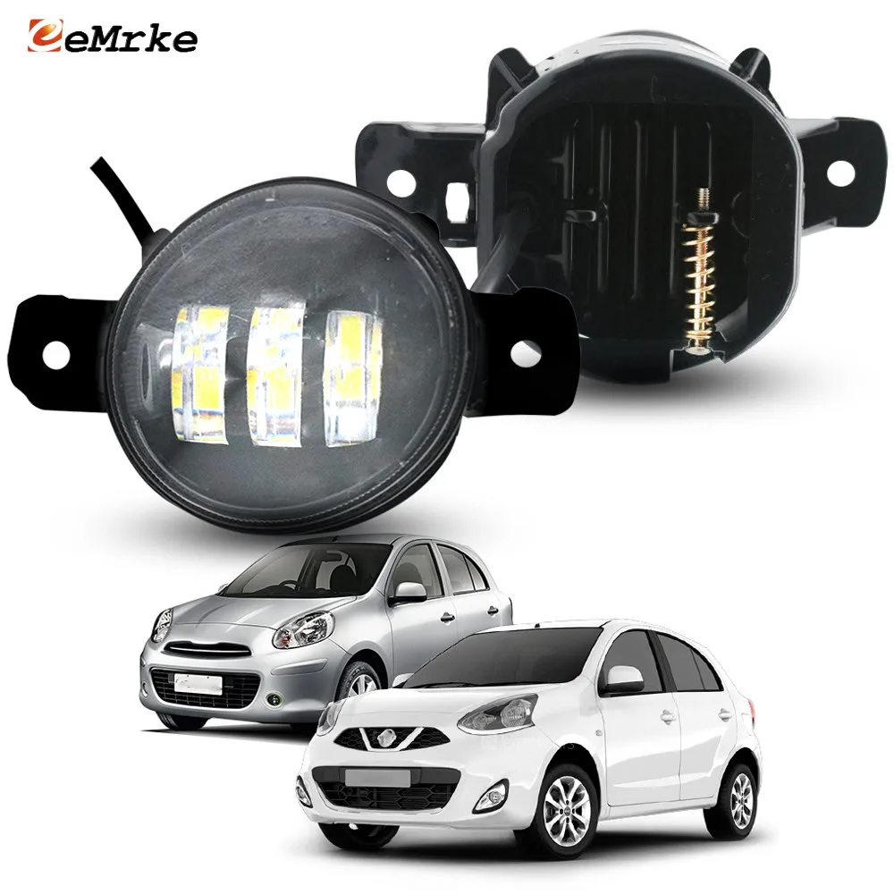 Upgrade 30W Led Fog Lights for Nissan March Micra K13 2010-2017 with Lens 12V DRL H11 PTF Car Fog Lamp Assembly DayLights