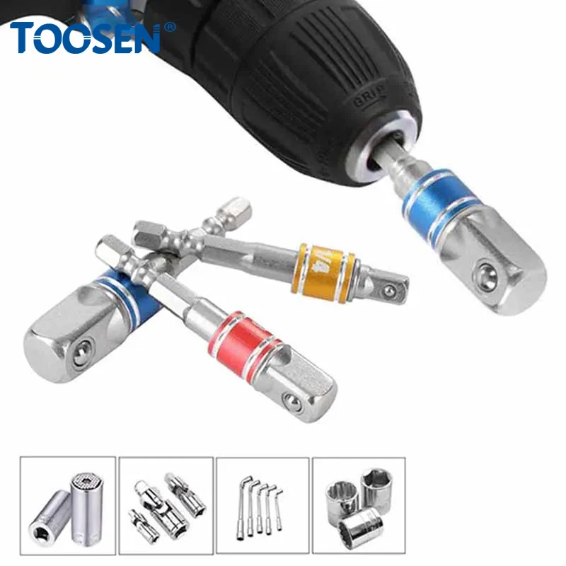 

3Pcs Hexagonal Handle With Steel Ball Square Head Extension Rod Changeover Lever Socket Adapter Electric Screwdriver Bits Tool