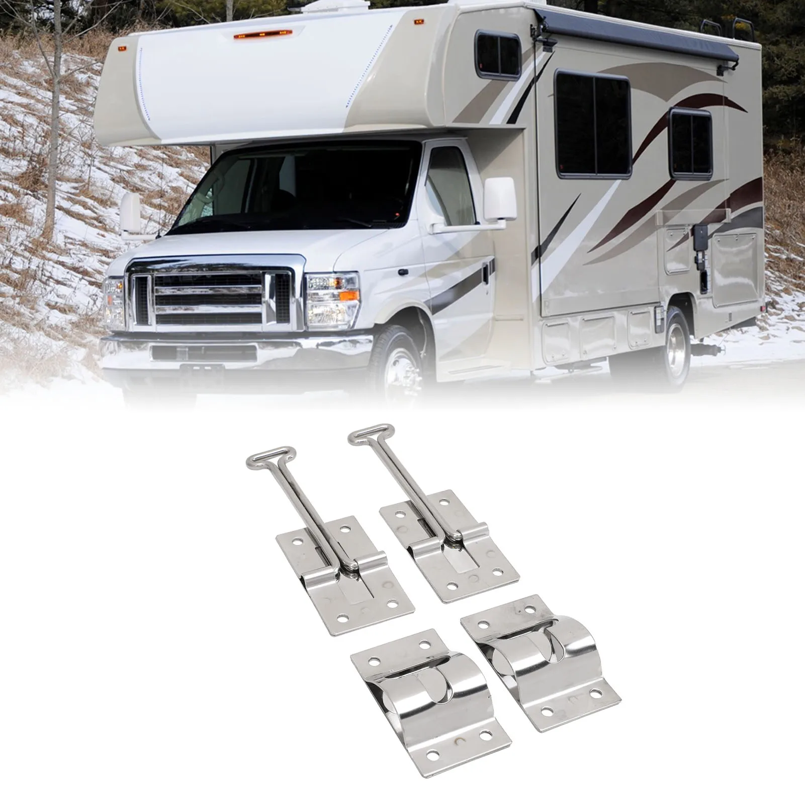 

2 шт. дверная защелка для автофургона, нержавеющая сталь 304, многофункциональный держатель входной двери в стиле Т для грузового прицепа, кемпера, грузовика, 4 дюйма