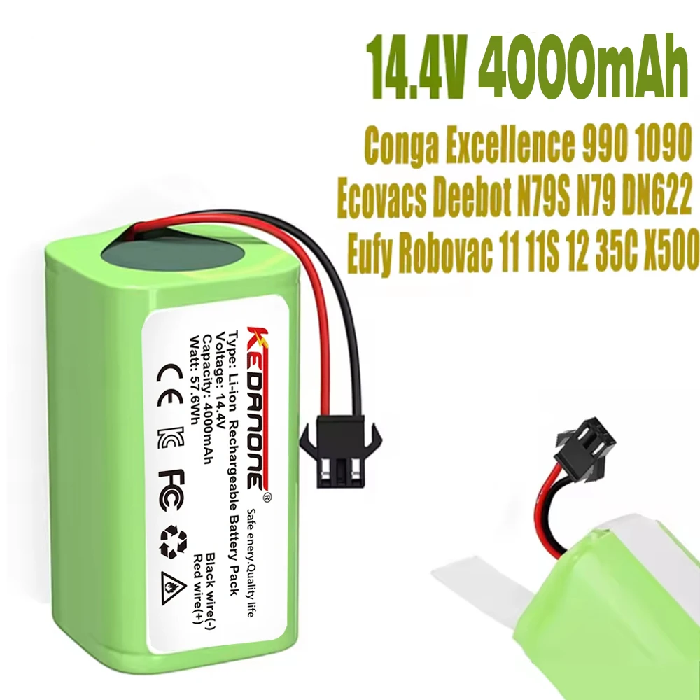

Original High-quality14.8V 4000mAh Li-ion Battery for Conga Excellence 950 990 1090 1790 Deebot N79S N79 DN622 Eufy Robovac