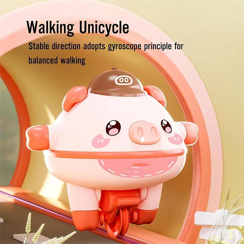 Novelty Tightrope Walking Tumbler Unicycle Toy Walker Balance Pig Car Unicycle Gyro Anti Gravity Balance Robot For Kids