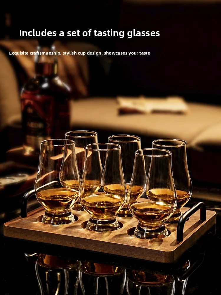 Tulip Whiskey Glasses Set Crystal Glass High End Tasting Cups with Stand for Home Use European Style Pure Color Beverage Tools