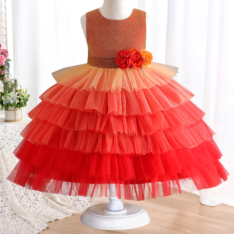 New3-12Yrs Princess Kids Dress for Girls Party Easter Carnival Costume Kids Wedding Dovetail Dress Girl Baby For Elegant Mermaid