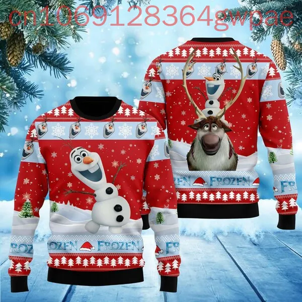 Disney Olaf Ugly Sweater Frozen Movie Characters Holiday Men Women Sweater Santa Olaf Happy Xmas Sweater Land Family Trip Gift