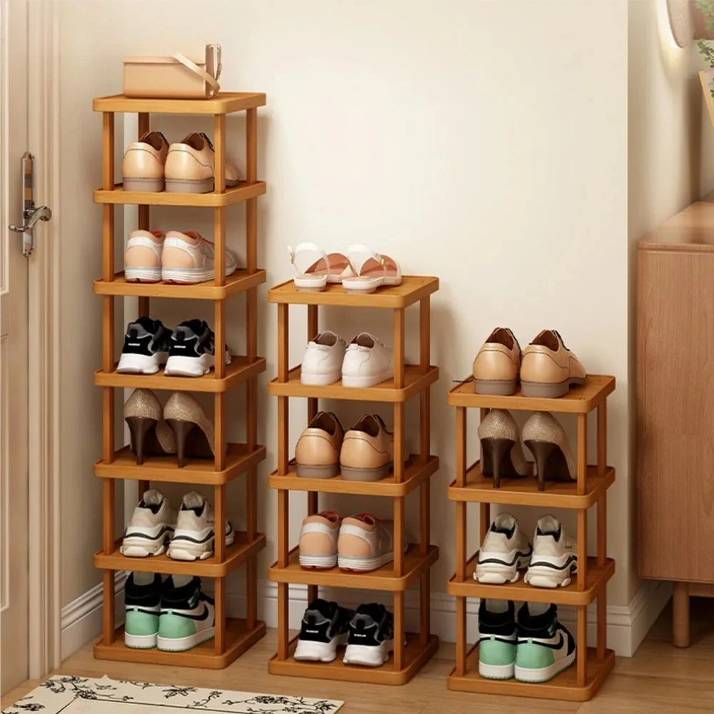 7-Tier Bamboo Vertical Shoe Rack, Slim Stackable nizer for Entryway, Hallway, Bedroom - Space-Saving Storage