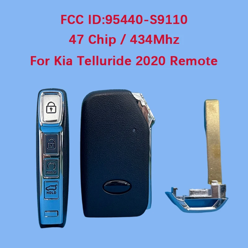 

CN051101 Послепродажный 4-кнопочный смарт-брелок 433 МГц 47 чипов FCC 95440-S9110 для KIA Telluride 2020