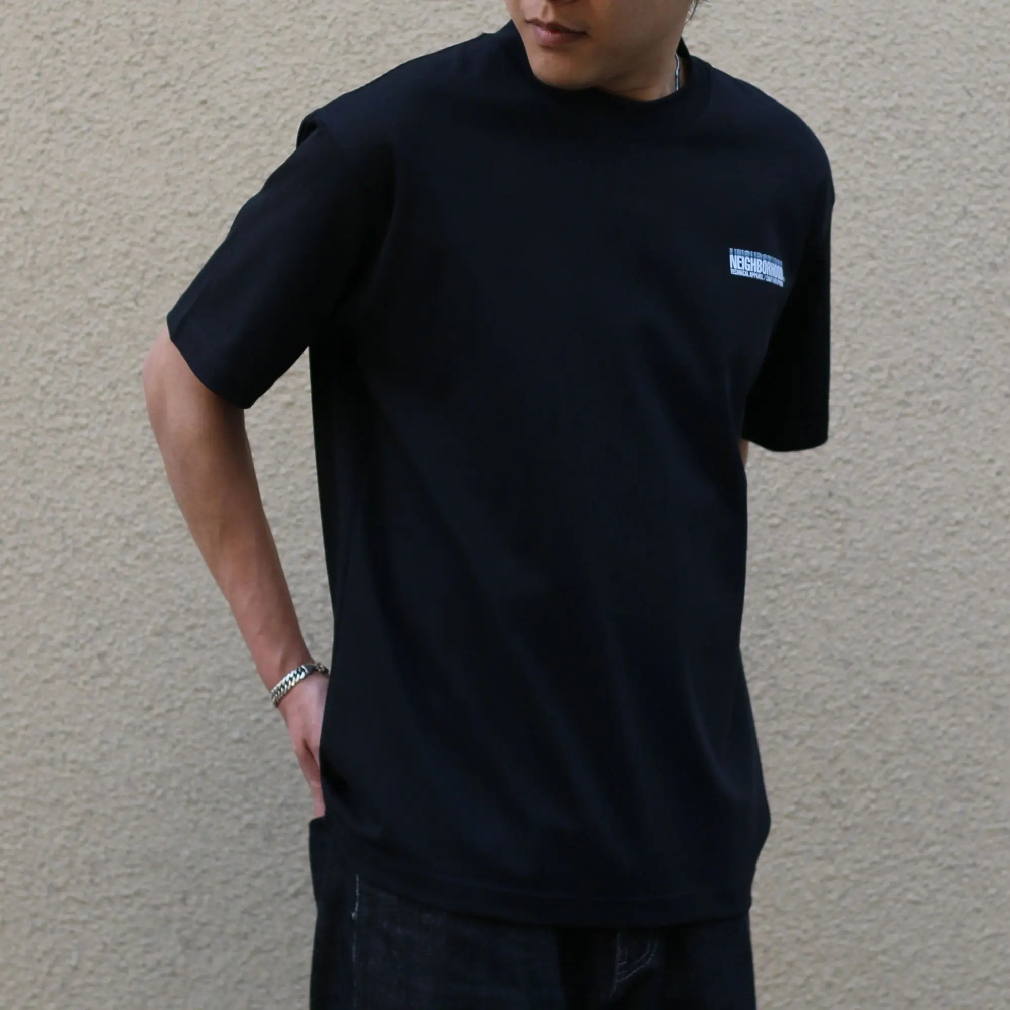 NBHD Heavy‑Weight Small Crew Neck Simple Printed Short‑Sleeve T‑Shirt Loose Versatile Casual Daily Men Pure Cotton Tops