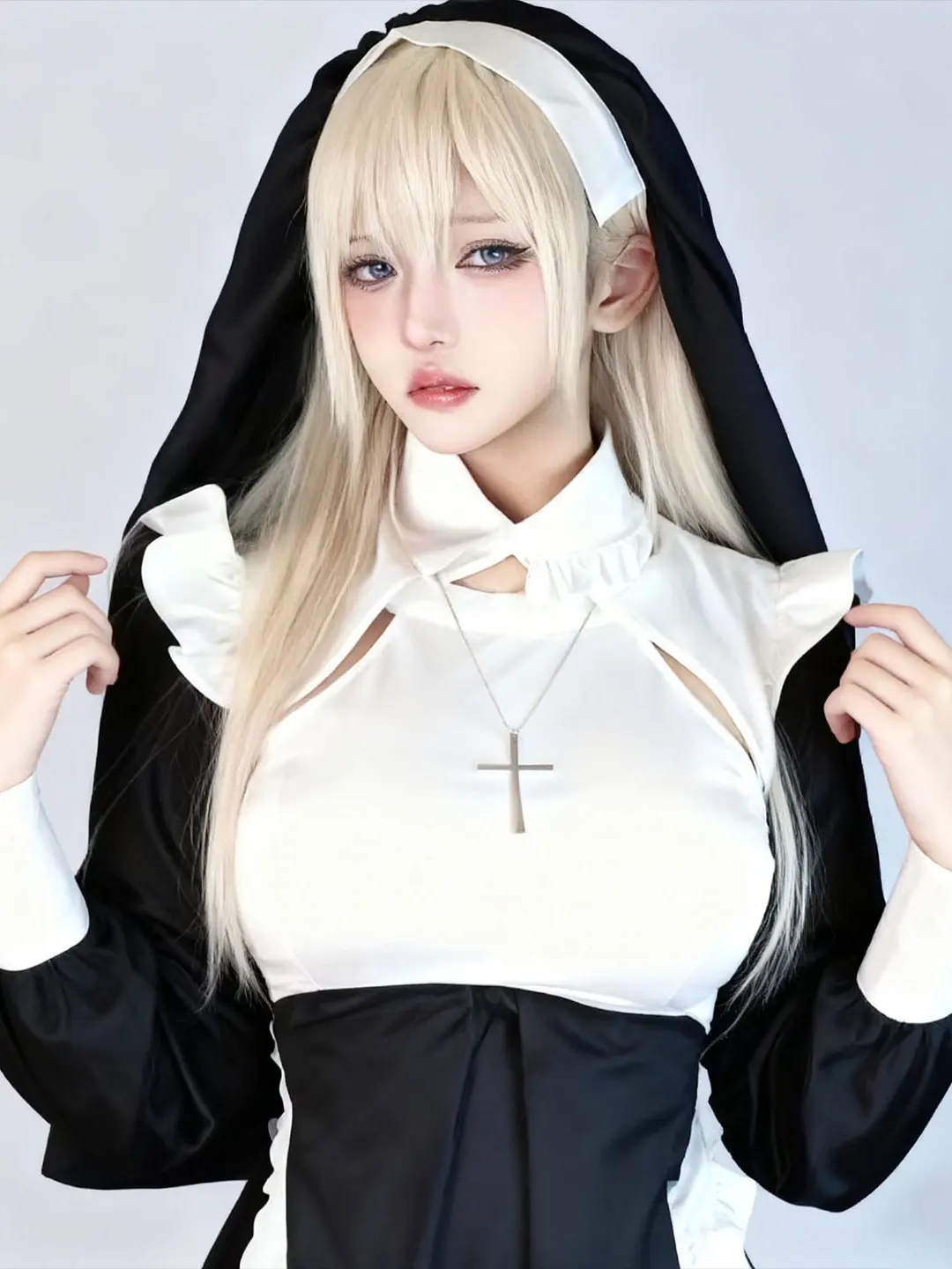 مثير loween راهبة Sle Dr تأثيري الحجاب لوليتا القوطية زي الرغبة النقية المرأة طويلة Sve سليم صالح ألياف البوليستر #3