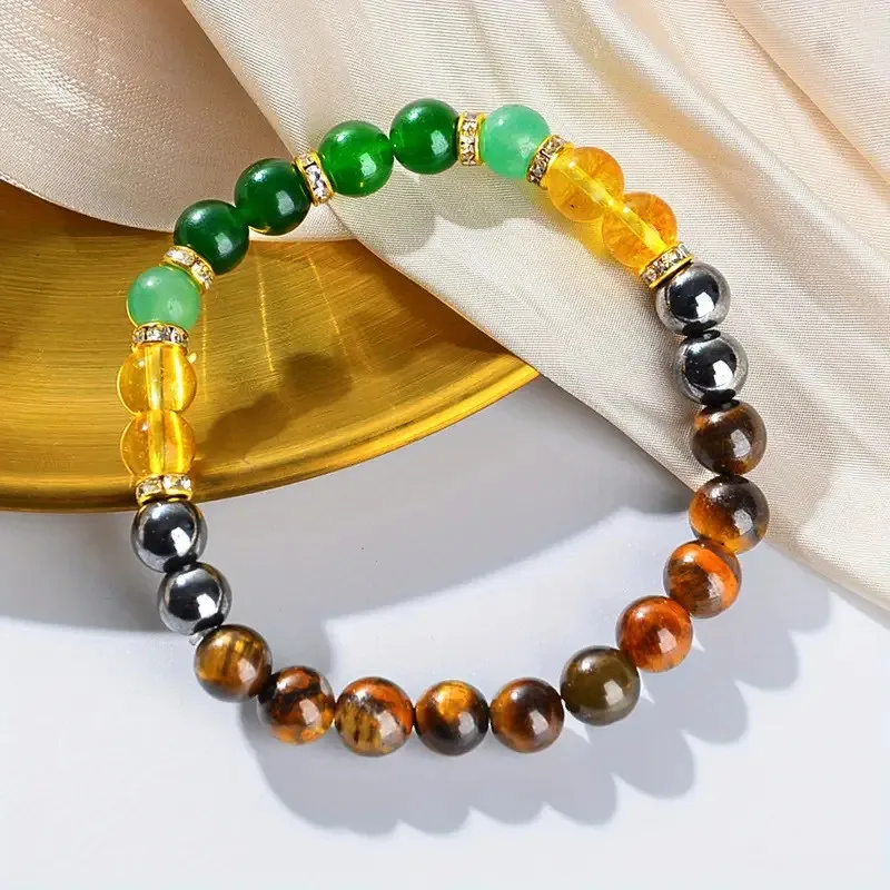 Chakra Balancing Bracelet - Tiger Eye, Green Aventurine & Citrine Healing Stones for Wealth & Positivity image 4
