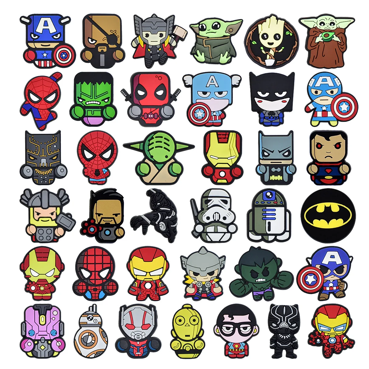 Unique Design Cartoon Q style Hero DIY accessories PVC Praise Shoe charmas clow for clogs Slides Gift Idea Multiple designs