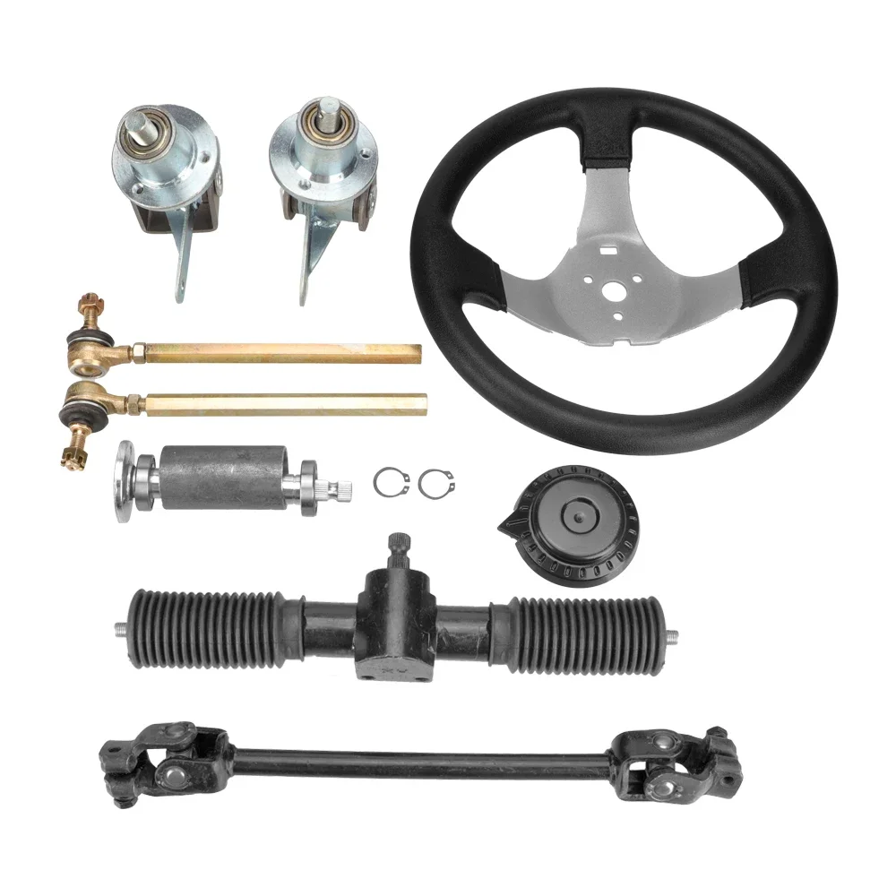 ATy 300mm Steering Wheel Assembly 330mm Gear Rack pinion 380mm U int Tie Rod Knuckle Assy for chinese 110cc Go Kart Quad Partslo