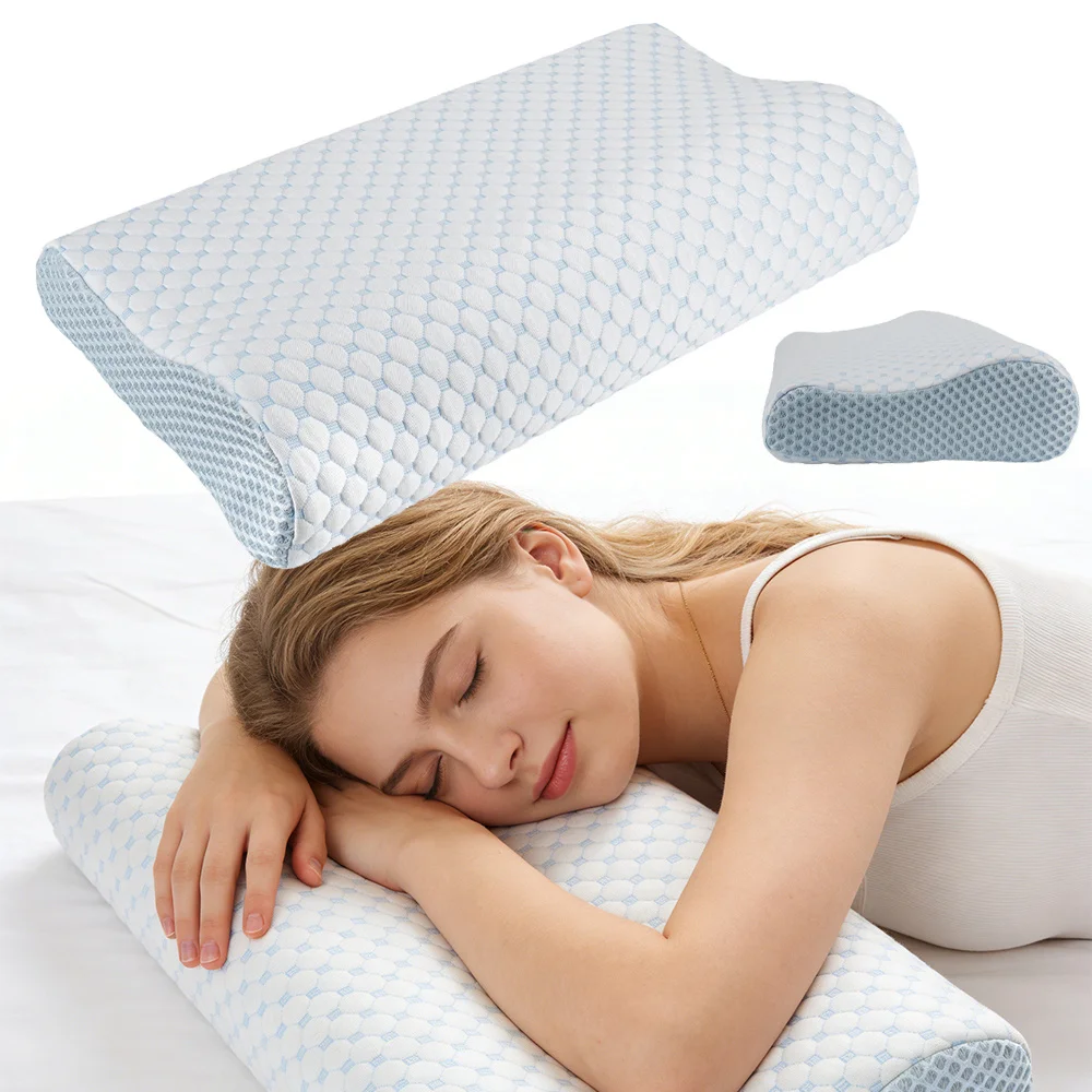 Oreiller en mousse à mémoire de forme, oreiller pour dormeurs sur le côté, le dos et le ventre, confort supérieur pour les douleurs au cou et aux épaules, avec taie d'oreiller rafraîchissante