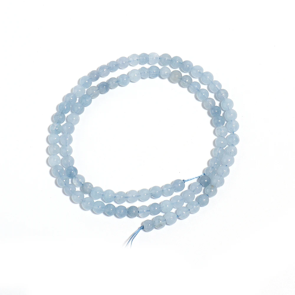Natuurlijke Aquamarijnen Stenen Kralen 4 6 8 10mm Lichtblauwe Ronde Losse Stenen Kralen Voor Sieraden Maken DIY Armbanden ketting Benodigdheden