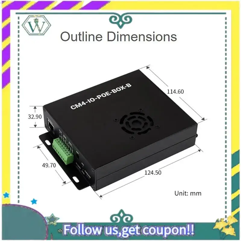 NEU für Raspberry Pi Compute Module 4 Poe Mini-Computer (Typ B) basierend, mit Metallgehäuse-Lüfter CM4 Poe IO Board US-Stecker