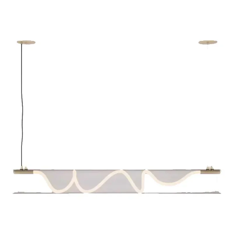 Art restaurant chandelier, designer modern simple island light and shadow special-shaped long strip one-word bar