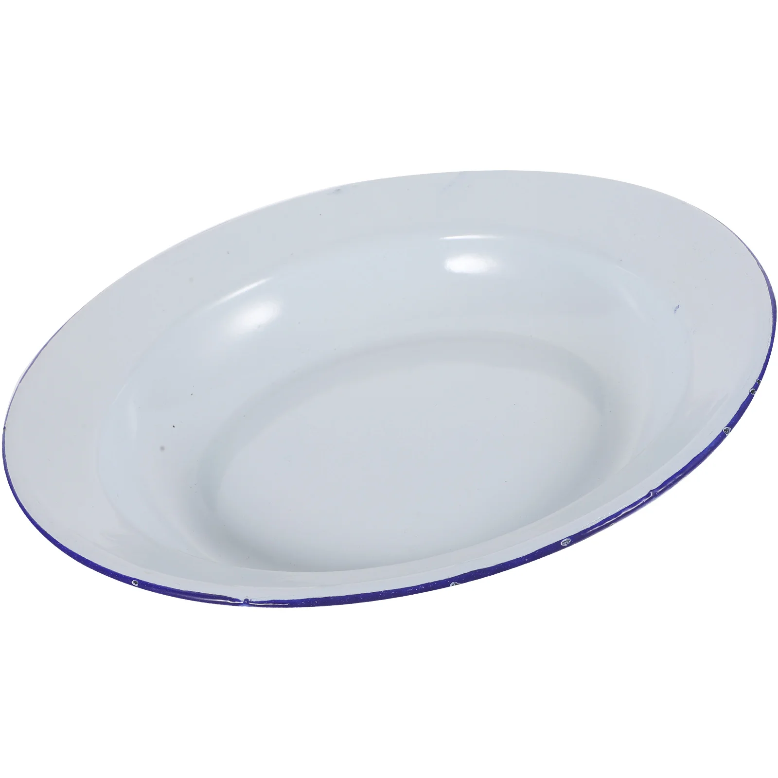 

Round Enamel Plate 24cm White Smooth Edges Stable Material Decorative Practical Snack Serving Vintage Dinnerware Kitchen Barware