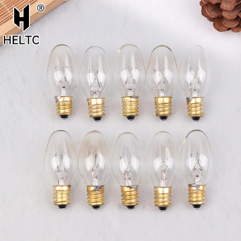 10Pcs E12 120V 7W Transparent Warm Yellow Color Tungsten Lamp Light Bulb For Decoration Salt Rangehood Refrigerator Lamp