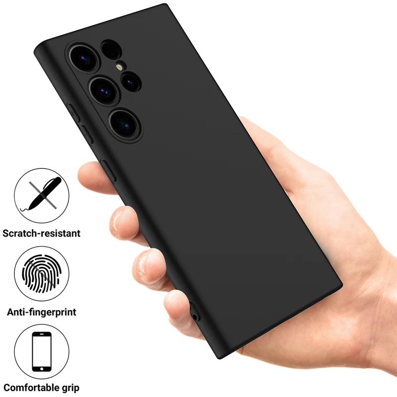 جراب سيليكون سائل يتدفقون من الداخل لسامسونج جالاكسي S24 الترا ، غطاء ممتاز ناعم مع حزام