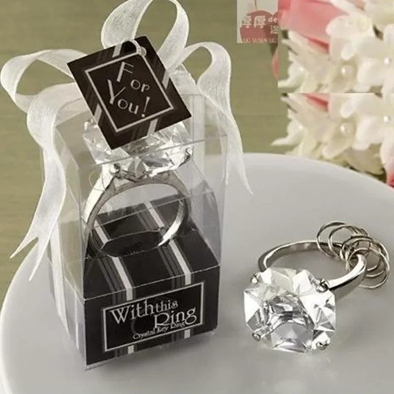 Llavero con forma de anillo de diamante, accesorios para llaveros, recuerdos de fiesta en casa, regalos de boda para invitados, recuerdos de boda, Regalo de boda
