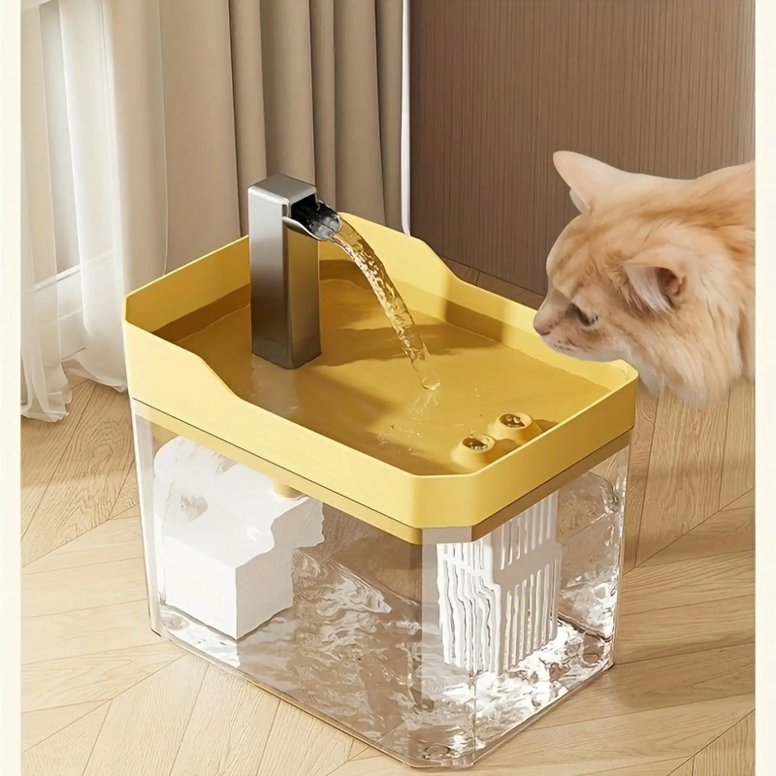 Distribuidor de água inteligente para animais de estimação de 50,72 onças Fonte de circulação automática recarregável USB ultrassilenciosa