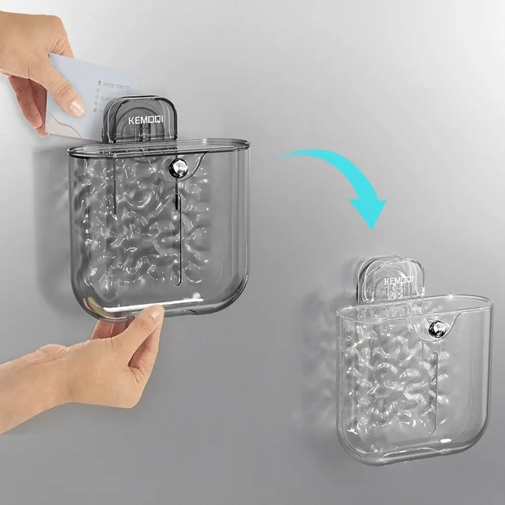 

Transparent Suction Cup Cling Film Organizer Wall-Mounted Large Capacity Plastic Wrap Storage Box Dustproof Removable