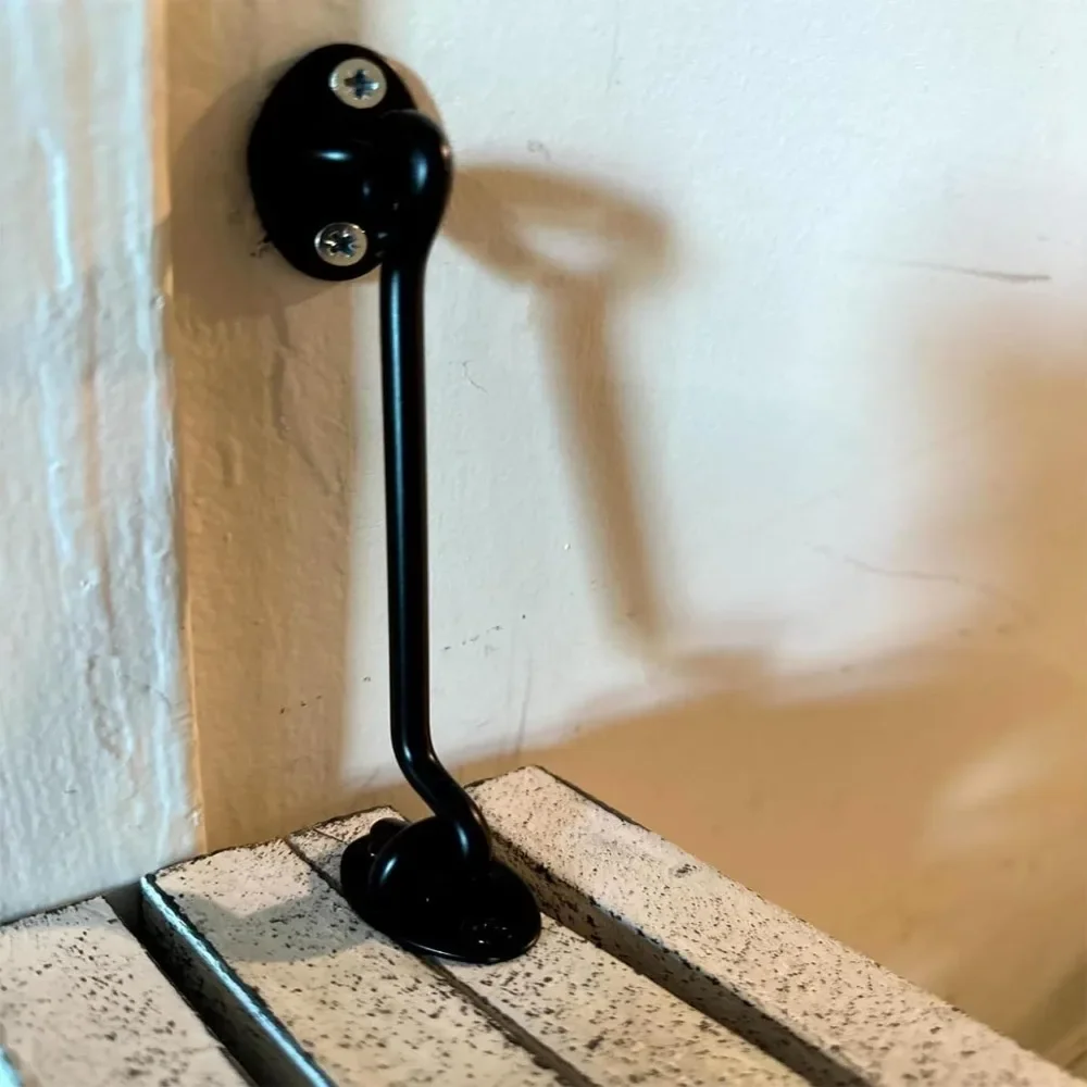 Hook Latch with Screws Rust-Resistant Metal Gate Latch Privacy Hooks 4 Pack Barn Door Latch Door Lock Hardware Sliding Lock Eye