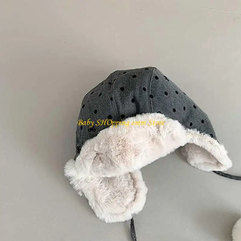 

23GD Dot Decor Ear Hat Children's Caps for Kids Warm Windproof Designing