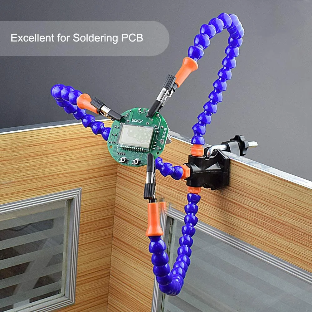 New Bench Vise Work Bench Vise Welding Table with 3 Flexible Arms Soldering Iron Stand PCB Soldering Repair