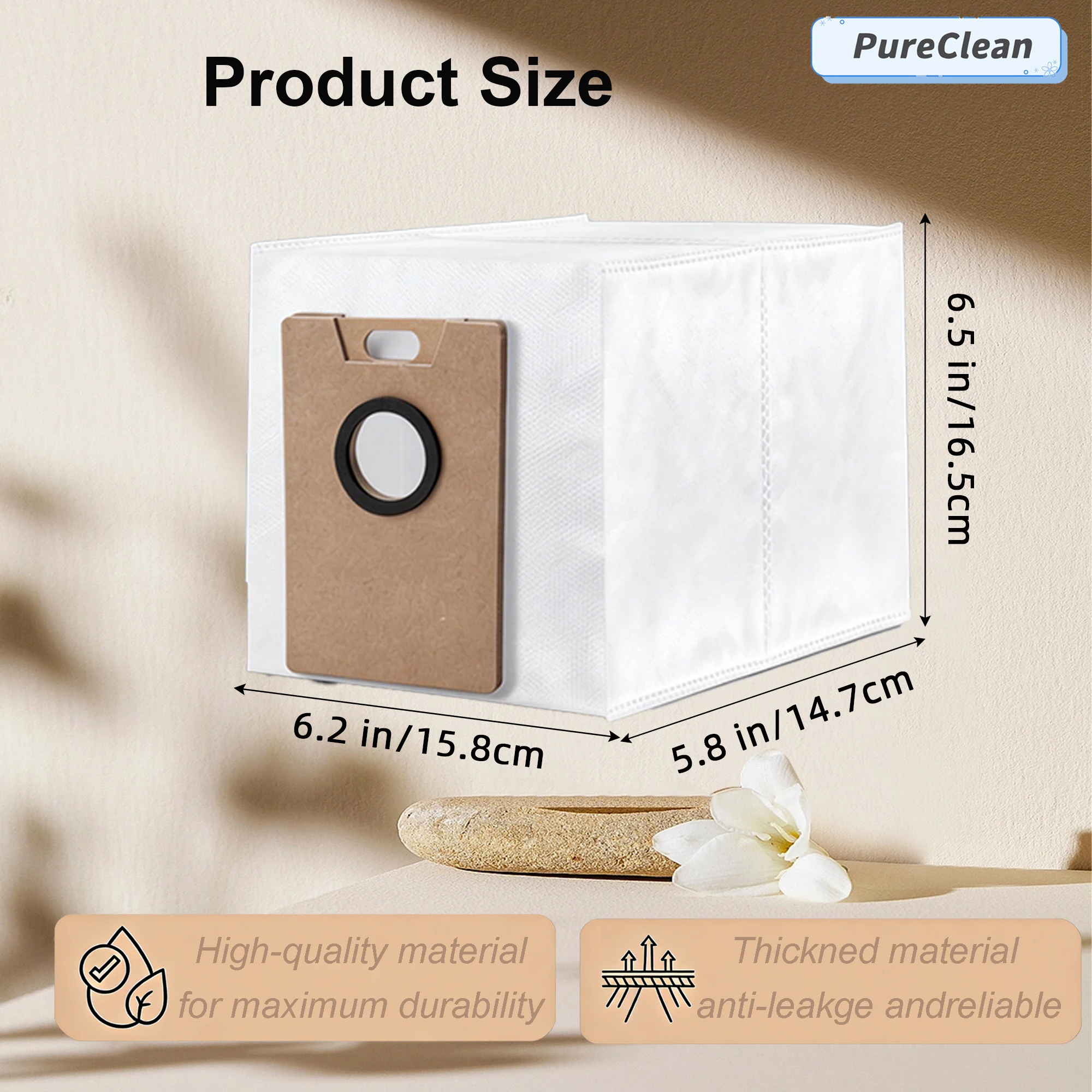 RVA202 Dust Bags Compatible with Tapo RV30 Max Plus, RV20 Max Plus Robot Vacuum Cleaner, 3.5L Large Capacity Vacuum Cleaner Bags