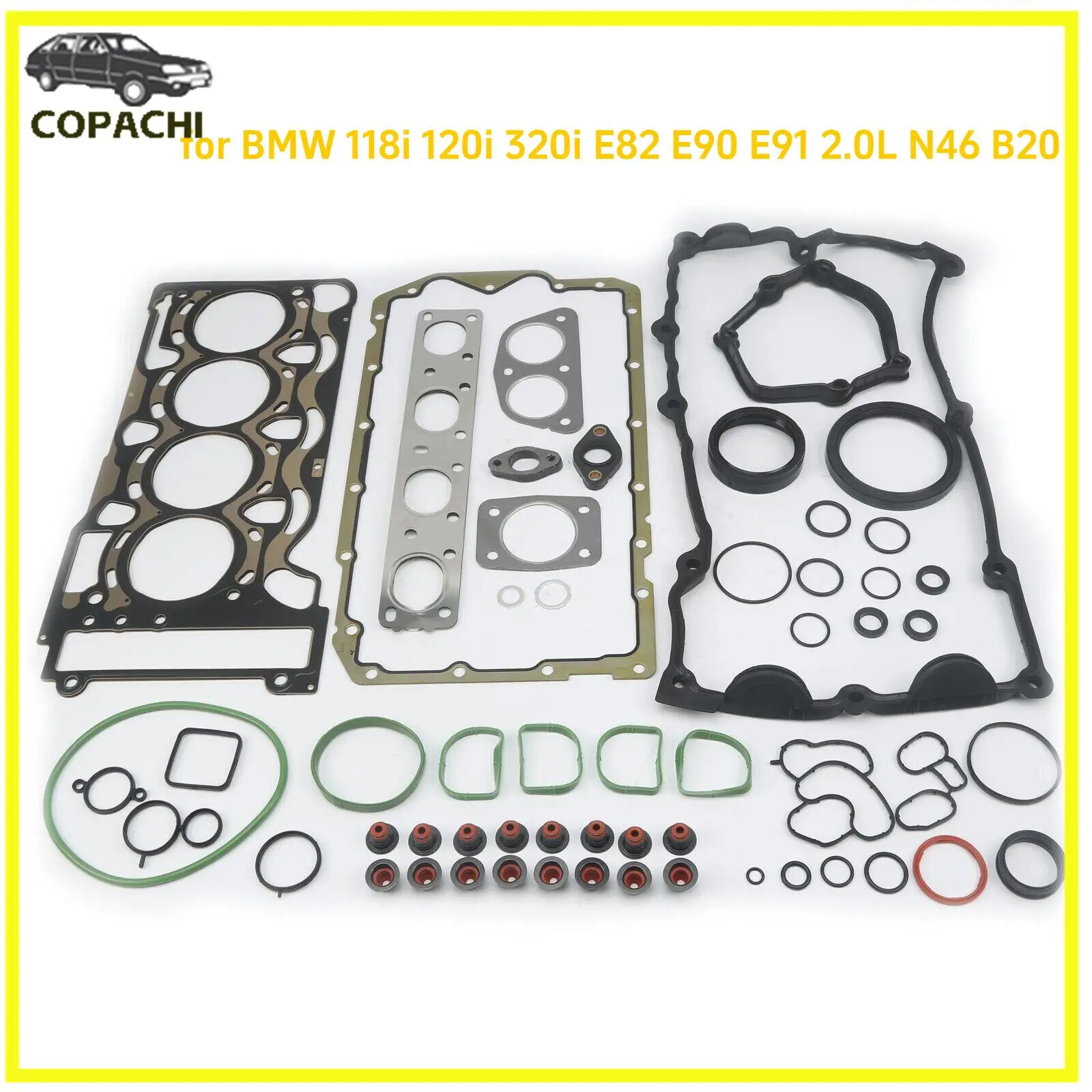 

1set Cylinder Head Overhaul Gasket Repair Kit 11120308857 for BMW 118i 120i 320i E82 E90 E91 2.0L N46 B20 Engine Car Accessories