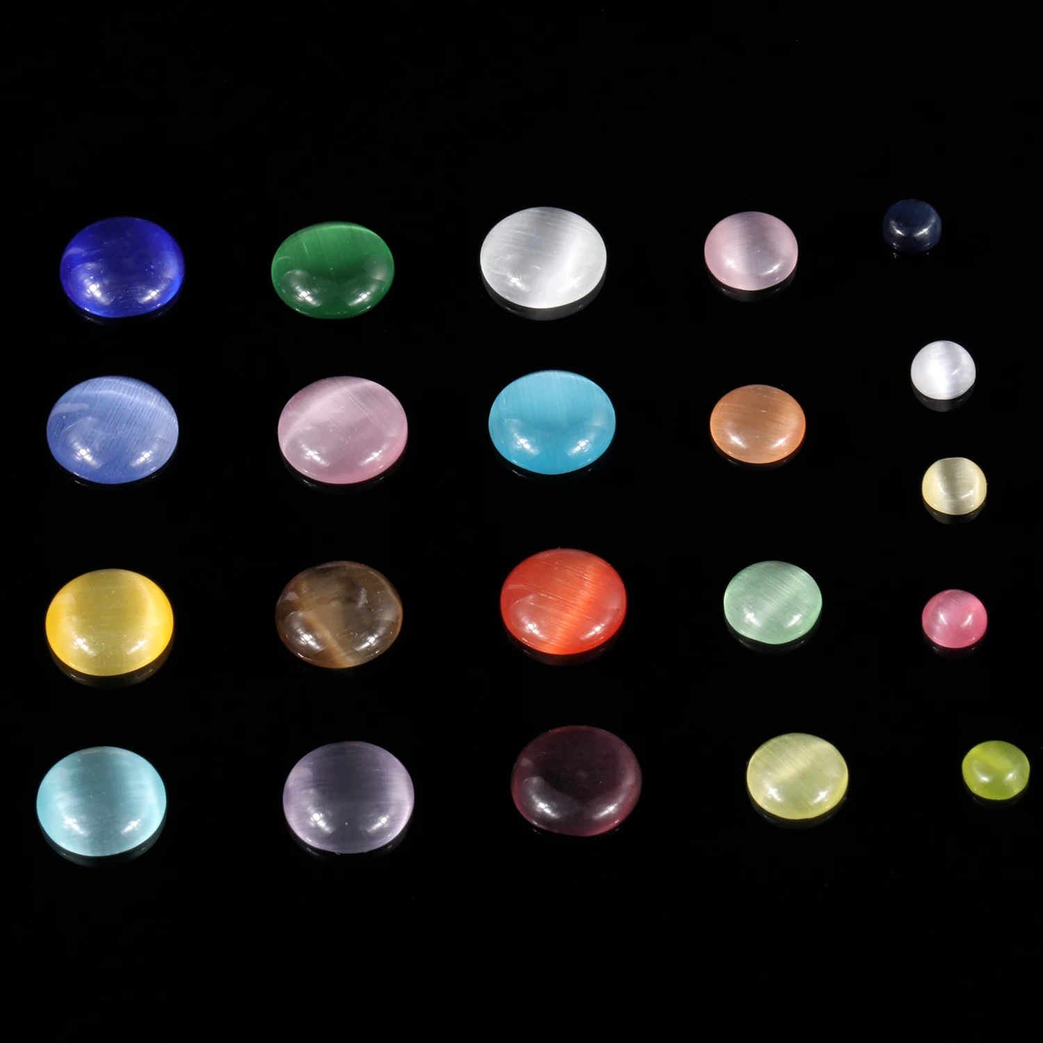 20/50pcs Natural Stone Cabochon Beads Round Cat Eyes Opal Beads Cameo Flat Back Stone DIY Earrings Bracelet Material 4mm 6mm 8mm