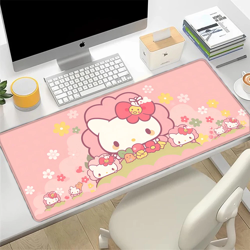 Cute Hello Kitty Mousepad HD Printing Computer Gamers Locking Edge Non-slip Mouse Pad XXL90x40cm Keyboard PC Desk Padjavascript: