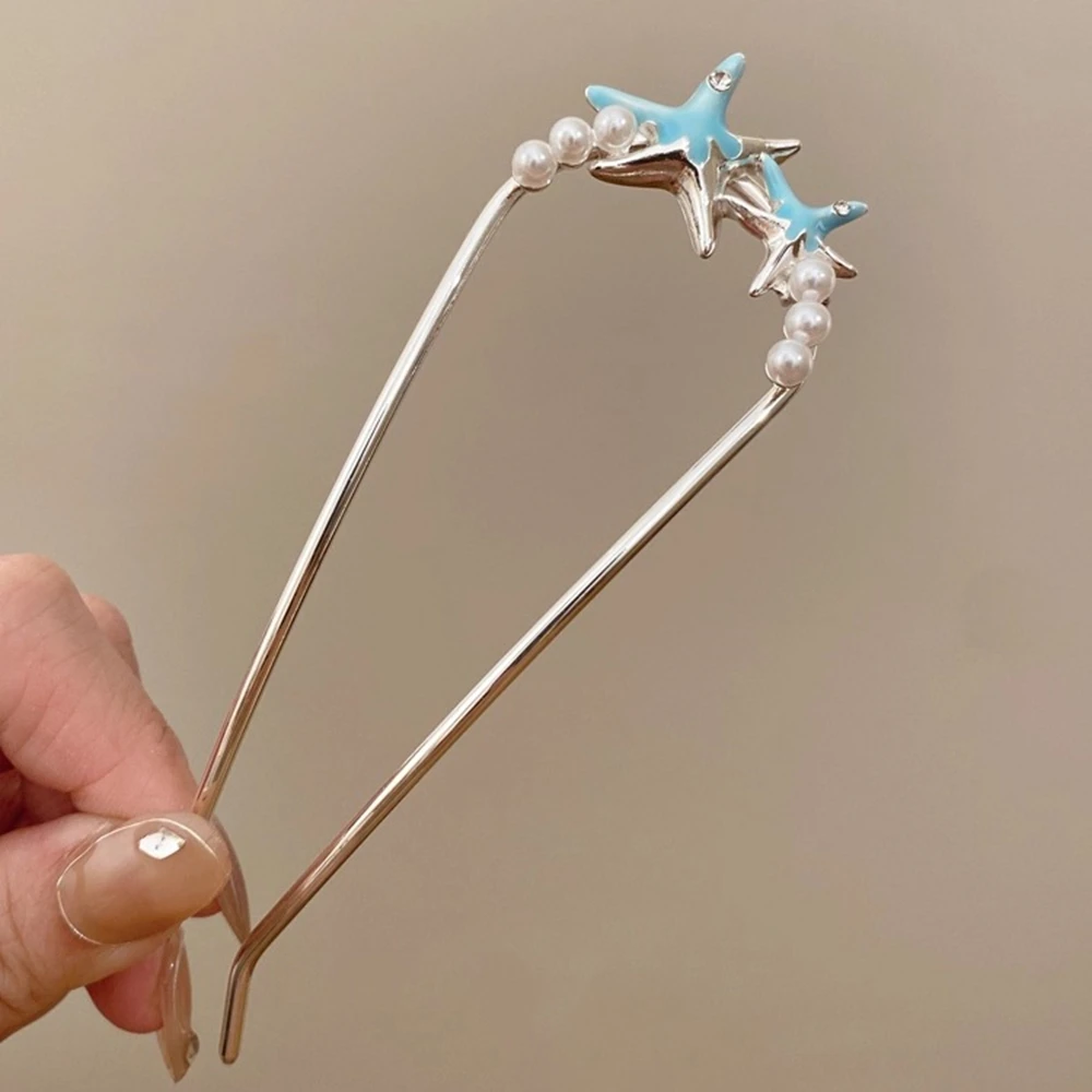 

Fashion Hair Accessories U Shape Hair Pin For Women Elegant Starfish Pearl Hairpins Female Headwear Gifts