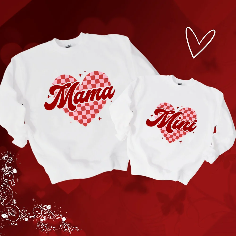 

Valentine's Day Family Matching Outfits Mama Mini Love Printing Sweatshirt Mom Kid Pullover Family Outfit Mother Child Clothes