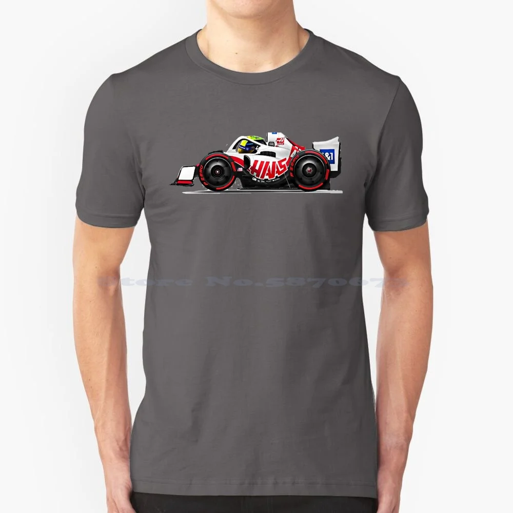 Mick Schumacher Mini Car T Shirt 100% Cotton Tee Lewis Seb Hamilton Vettel Carlos Sainz Charles Leclerc Scuderia Alpha Gasly