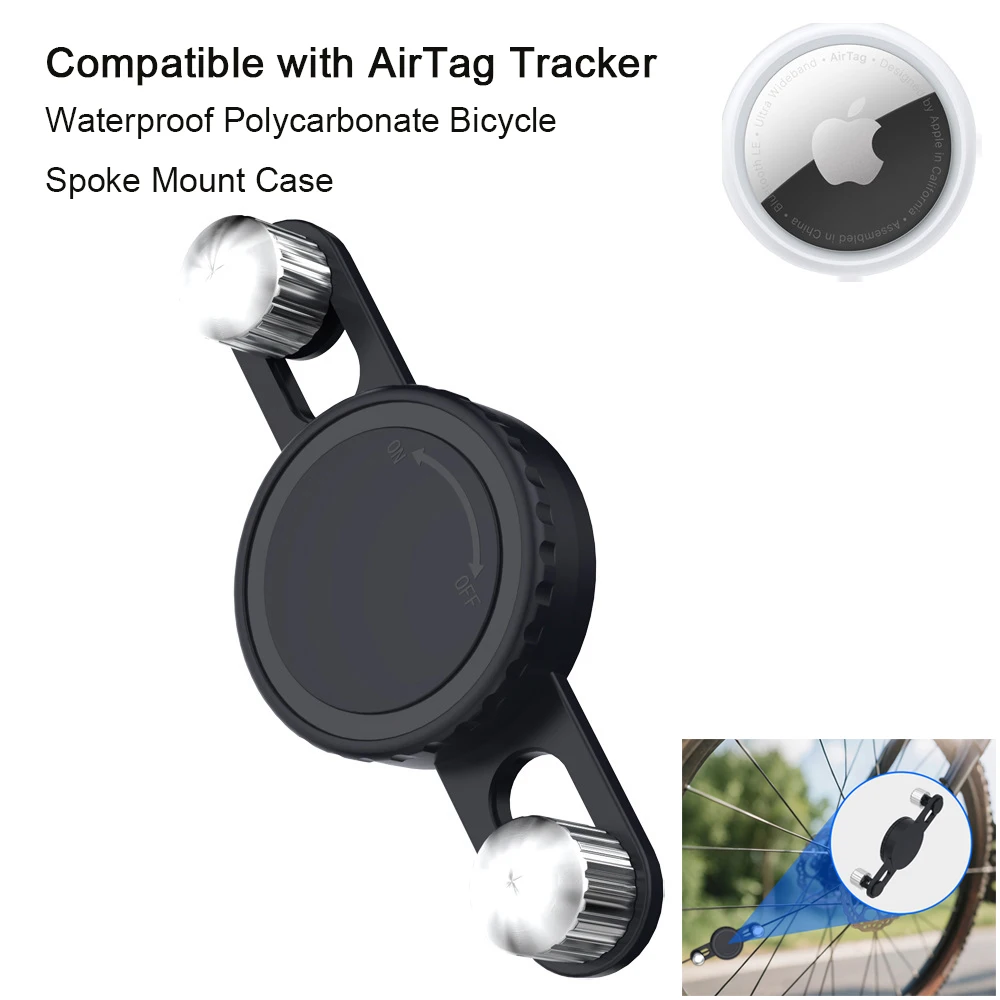 Waterproof Polycarbonate Bicycle Spoke Mount Case Compatible with AirTag Tracker