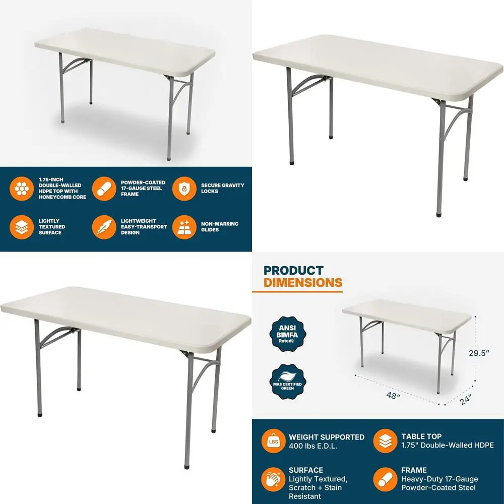 

Складной стол повышенной прочности, 24x48, серый с вкраплениями, для использования в помещении/на улице