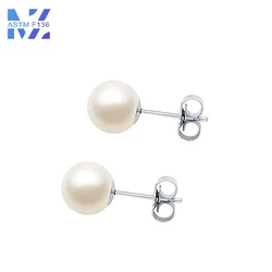 A Pair Of F136 Titanium Pearl Earrings Insert Pin 20g Butterfly Buckle Design Retro Sweet Ear Bone Nail Body Piercing Jewelry