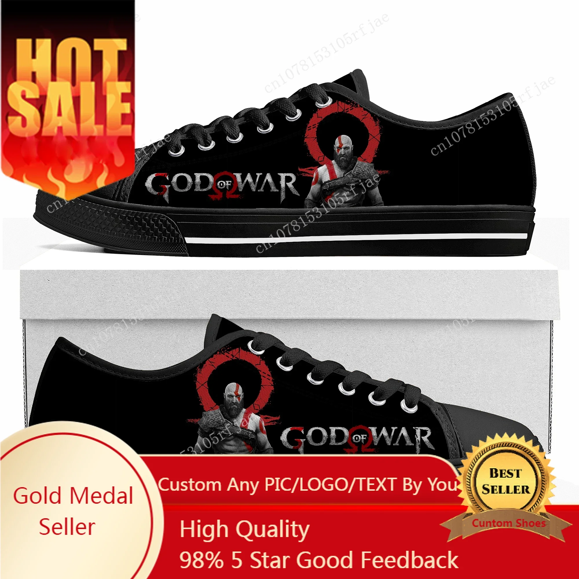 

God of War Custom Low Top Sneakers Cartoon Game Women Men Teenager Shoes Casual Fashion Tailor Made Canvas Sneaker