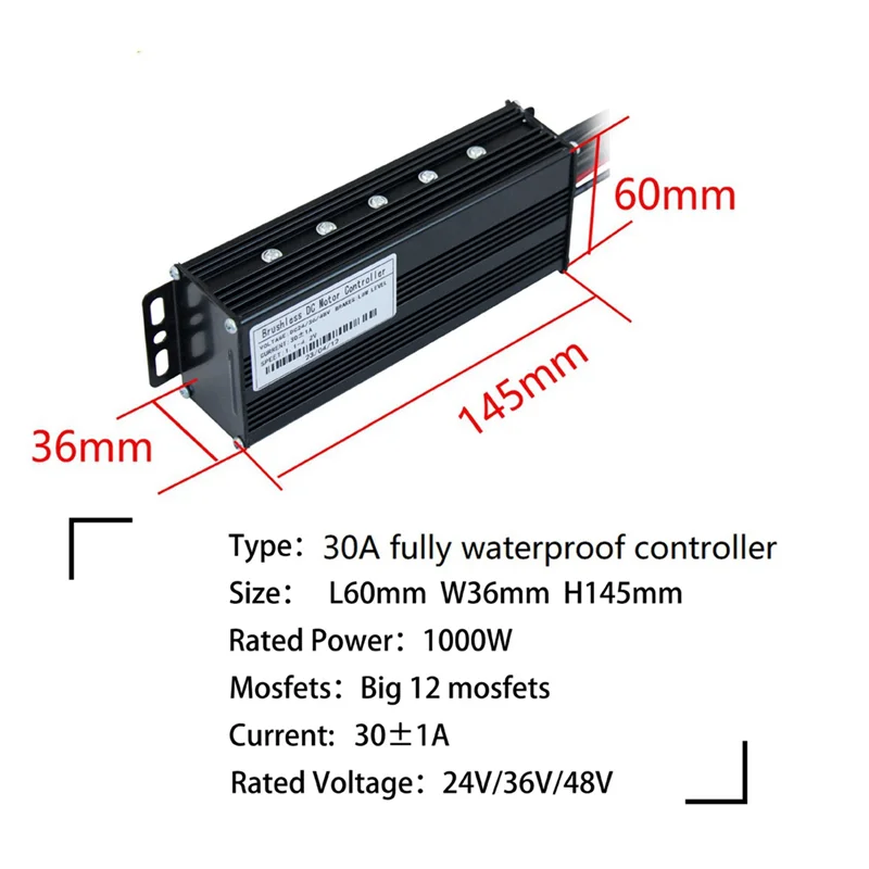 

SA-30A Three-Mode Sine Wave Ebike Controller for 36V 48V 750W1000W Electric Bicycle Motor Lithium Battery Modification