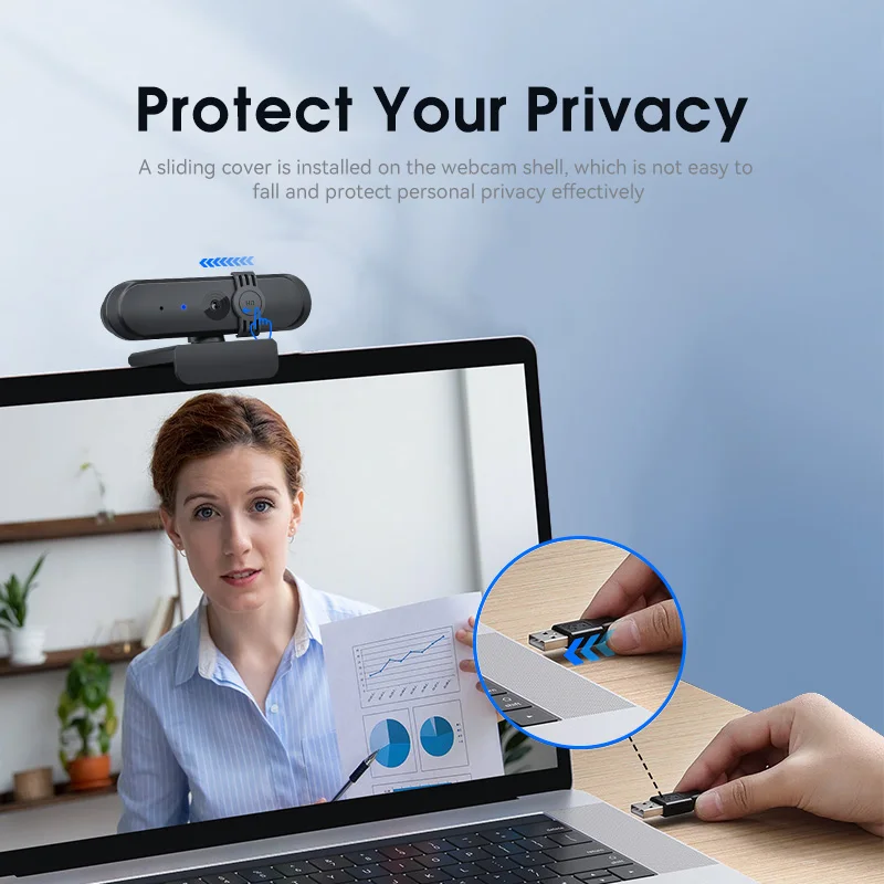 Anywii 1080P USB WebCam HD Câmera Webcam para Computador PC Laptop com Microfone