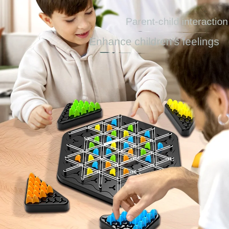 Chain Triangle Chess Game for Kids and Adults 2-4 Players Family Strategic Thinking Game Toy Parent-Child Interactive Board Game