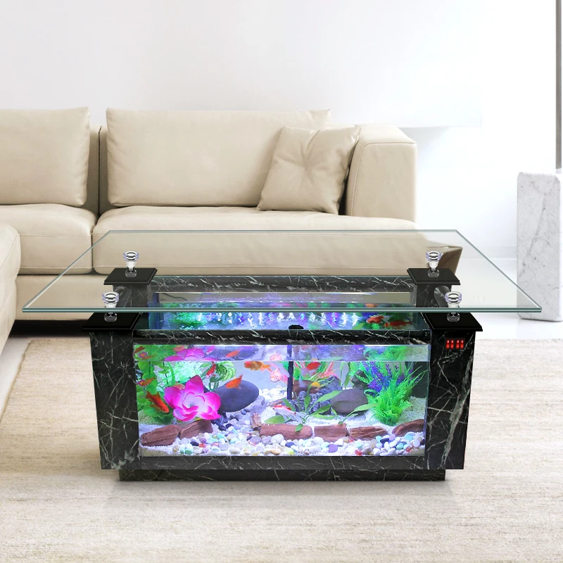 Ecological fish tank coffee table with built-in cabinet - with multi-functional aquarium