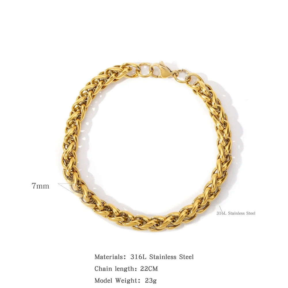 Herren Edelstahl-Spiralkettenarmband Silberfarben 22cm Hip-Hop Mode Rock Schmuck Accessoire – Detail 6