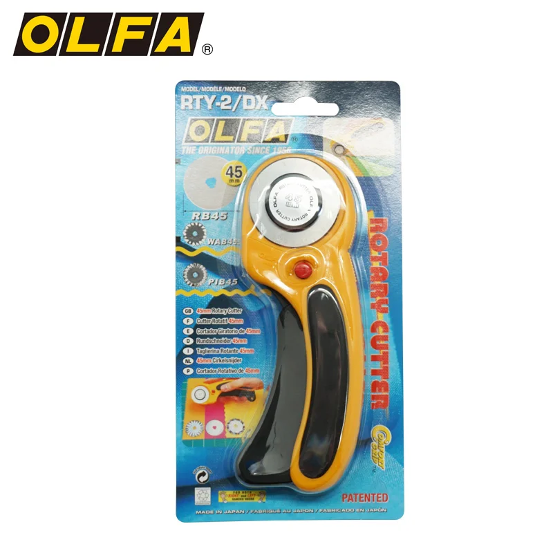 OLFA RTY-2/DX Japan Deluxe Ergonomic Rotary Cutter Safety Hob 45mm Steel Blade round Cloth Cutter