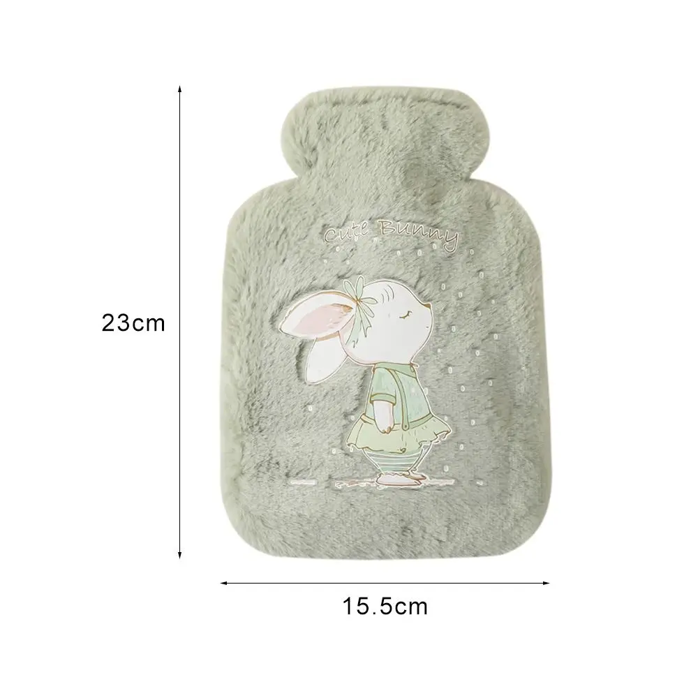 Hot Water Bottle 500ml with Warm Plush Cover Cute Animal Winter Hot Water Bag Multipurpose Cartoon Hand Warmer