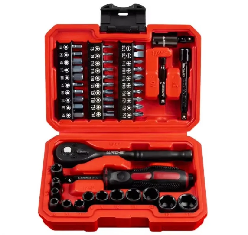48 Piece 1/4 Inch Mini Socket Ratchet Wrench Set, Metric Shallow Socket (4-14mm) 6-Point,with 72 Teeth Mini Ratcheting