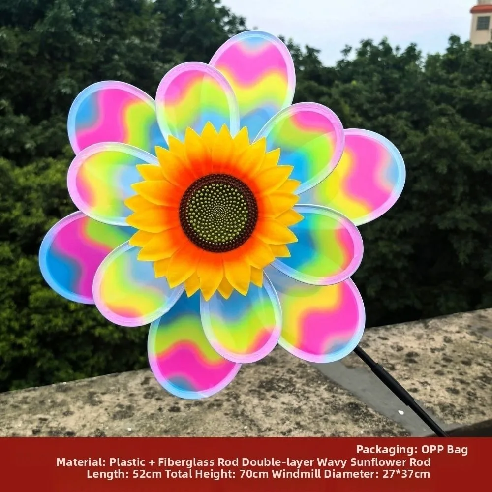 

Multistyles Sunflower Windmill PVC Diameter 28/30cm Stake Standing Lawn Flower Pinwheel Rotating Sunflower