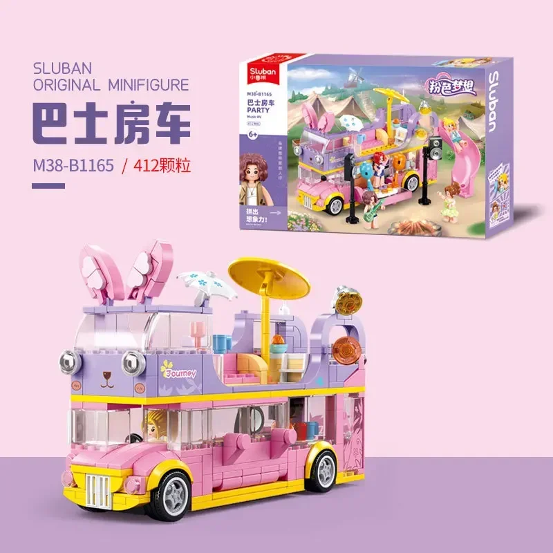 Sluban building blocks 1165 Rabbit Bus 1166 Holiday plane Girl Toy gift